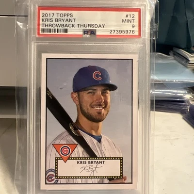 2017 Topps Throwback Thursday #12 Kris Bryant PSA Graded Mint 9 Chicago Cubs - Image 1 of 2