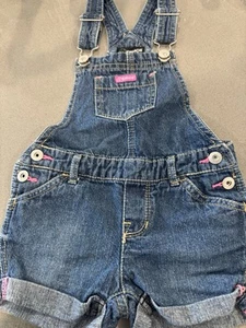 Jordache Toddler Girls Jean Shorts Overalls Denim Size 3T Retro 90s Carpenter - Picture 1 of 4