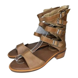 Latigo Haiku Tan Leather Gladiator Sandals 4 Buckles Zip Up Womens Size 7.5 - Picture 1 of 14