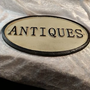 Heavy Cast Iron Antiques Sign Large Oval 34cms 2kg - Picture 1 of 17