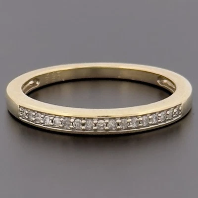 9ct Yellow Gold Diamond Eternity 2.5mm Band Ring Size M Hallmarked - Image 1 of 4