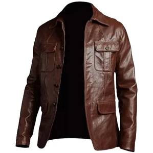 Men's Real Leather Jacket Tan Brown Moto Biker Vintage Jacket 3 Button Blazer - Picture 1 of 3