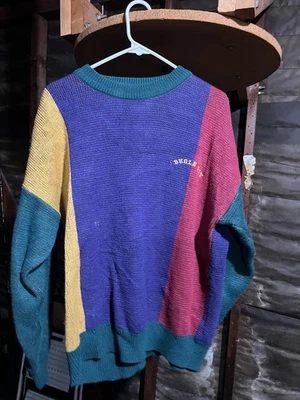 Vintage Bugle Boy Color Block Sweater 90s Made in Korea Acrylic Knit L - Image 1 of 4