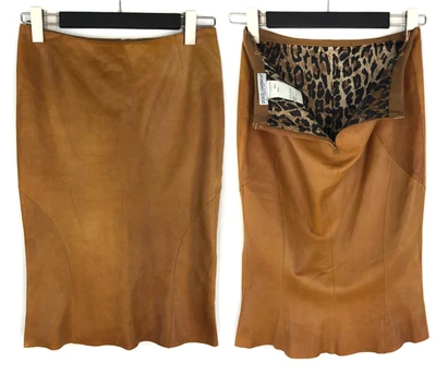Mujer Dolce Gabbana Oveja Cuero Falda Marrón Falda Italia Talla 40/M Foto 1 de 4
