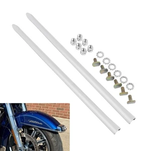 Silver Front Fender Spear Trims For Harley Touring 82-13 Heritage Softail 86-17 - Picture 1 of 11