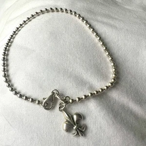 "Brazalete de tobillo Silpada Fleur-de-lis de plata de ley 9,5"" retirado A1642" - Imagen 1 de 8