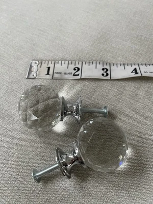 CLEAR CRYSTAL DIAMOND GLASS Knobs Cupboard Drawer Door Cabinet Set Of 4 NEW - Image 1 of 3