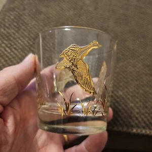 Libbey Gold geprägte Gänse Ente kurze Steine Trinkglas 3,5" 8 oz - Bild 1 von 7