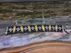 Pulsera Barbara Bixby Cuero, Citrino, Granate, Topacio Blanco, Oro 18, Plata 8" - Imagen 1 de 8