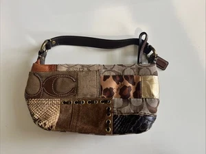 Coach Vintage y2k cheetah leopard patchwork print bag Hand bag brown Beige Used - Imagen 1 de 9