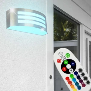 RGB LED Außen Wand Lampe Hof Terrassen Garten Leuchte Edelstahl Strahler DIMMBAR - Bild 1 von 12