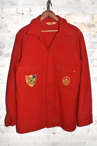 Chaqueta Camisa Vintage Boy Scouts of America ROJA Lana con Parches Vintage Talla 40 - Imagen 1 de 10