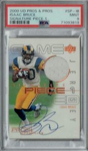 PSA 9 MINT Isaac Bruce 2000 UD Pros & Pros #SP-IB Auto Card Signature Piece 1