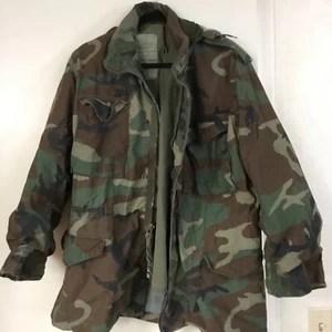 Army Cold Weather Field Coat Camouflage Medium Long With Hidden Hood - Picture 1 of 9
