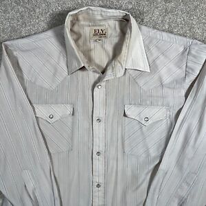 Ely Cattleman Vintage Shirt Sz 16 1/2 Striped Western Pearl Snap Button Up Cream