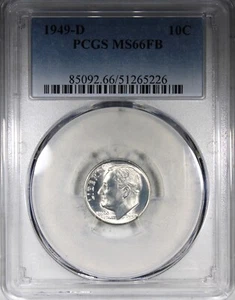 1949-D Roosevelt Dime PCGS MS66FB Flashy Strong Strike Coin - Picture 1 of 2