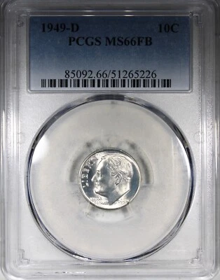 1949-D Roosevelt Dime PCGS MS66FB Flashy Strong Strike Coin - Image 1 of 2