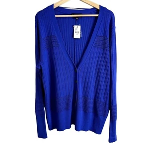 Lane Bryant Womens Royal Blue Button Down Cardigan Sweater Size 18/20 Rib Knit - Picture 1 of 9