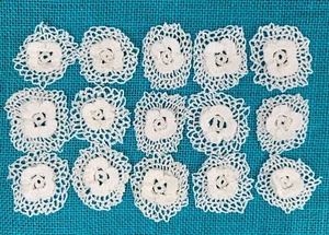 15 Nearly White Crochet Dainty Raised 3D Floral Doilies 2.25 inch Doily Lot - Picture 1 of 9