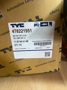 TYC REAR TAIL LIGHT LEFT N/S/R MERCEDES C CLASS 2007-2011 *DAMAGED* TL76 - Picture 1 of 6