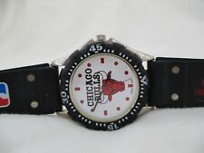 Chicago Bulls Watch Black Buckle Band Silver Toned NBA Champions Collectible