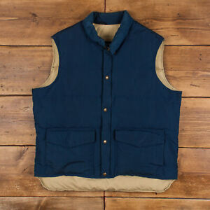 Vintage Woolrich Gilet Gilet XL 80s Padded Down USA Made Blue Zip Snap