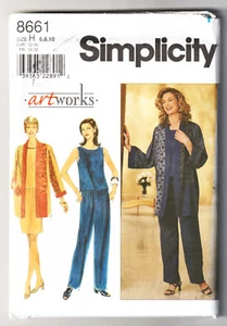 Simplicity 8661 Chaqueta Larga Suelta-Top-Pantalones-Falda Talla 6-8-10 Patrón de Costura SIN CORTAR - Imagen 1 de 2