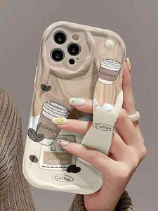 Fashionable Wristband With Coffee Shockproof Case For iPhone 16 15 & Samsung - Picture 1 of 6
