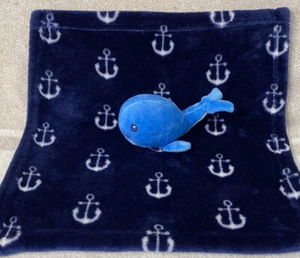 HB Whale Lovey Hudson Baby Navy Blue Anchors Security Blanket Plush Blankie - Picture 1 of 8
