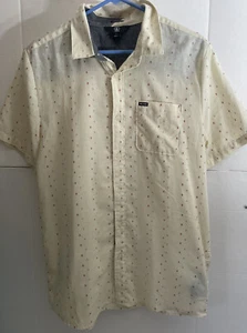 VOLCOM mens modern fit short sleeve button up shirt light yellow size Large - Picture 1 of 5