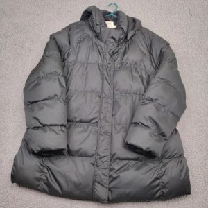 Faded Glory Womens Puffer Jacket 3X Black Quilted Hoodie Packable Coat Warm - Picture 1 of 9