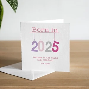 Tarjeta personalizada hecha a mano para bebé recién nacido CUALQUIER AÑO nieta sobrina bebé niña - Imagen 1 de 3