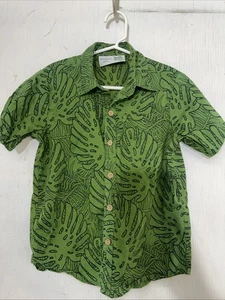 Makani Hawaiia Hawaiian Shirt Green Palm Leaves 7 - Picture 1 of 3