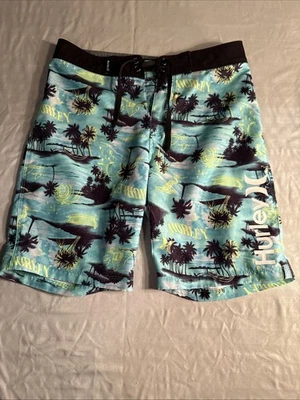 Hurley Youth 男孩游泳板短裤 10/25 码夏威夷后袋 — 第 1/4 张图片