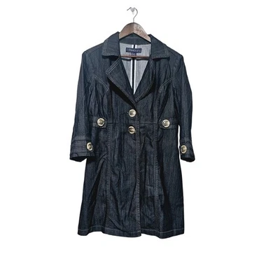 Abrigo vaquero vaquero Baccini con botones delanteros para mujer talla L lavado oscuro vintage años 90 Y2K    Foto 1 de 4