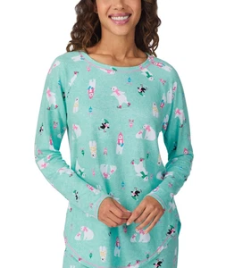 Cuddl Duds Women's Printed Jogger PAJAMA TOP Aqua Print XL - Picture 1 of 3