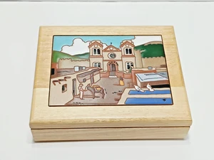 1997 St. Francis Cathedral Tile Top Jewelry/Vanity/Trinket Wood Box = 10"x8" - Picture 1 of 13