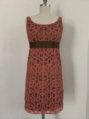 Vintage Y2K Betsey Johnson Vestido de Renda Rosa Sem Mangas Império Cintura Tamanho 8 / M - Imagem 1 de 4