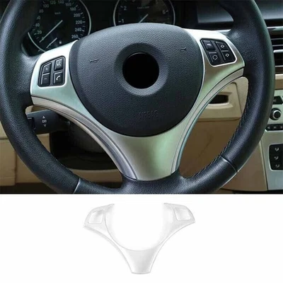 Cubierta plateada mate para BMW Serie 1 E81 2007~11 tira de borde del volante Foto 1 de 4