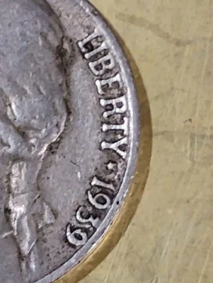 1939-P Jefferson Nickel  F Circulated Coin Small Cud On Reverse Rim - Image 1 of 4