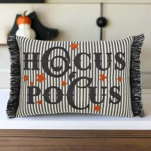 Primitive Halloween Hocus Pocus Fringed Pillow 14x20 - Picture 1 of 5