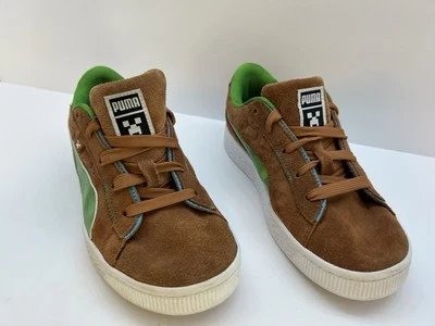 Zapatos Puma X Minecraft Juveniles EE. UU. Talla 1.5 Marrón Gamuza Verde Bloque 384486-01 Foto 1 de 4