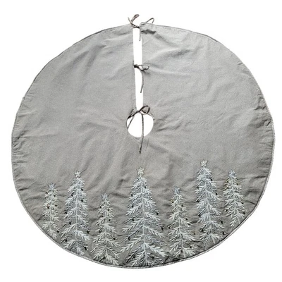 Gonna albero di Natale ricamata Tahari beige con perline metalliche - Immagine 1 di 4