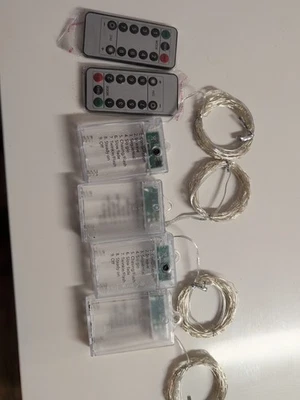 4Pk AA Battery Operated  String Lights, 8 Modes Silver Wire with 2  Remote  A28 - Image 1 of 4