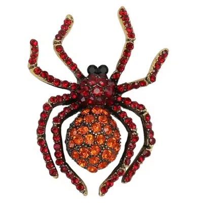 Broche prendedor araña cristal vintage Halloween estrás rojo insecto joyería regalo Foto 1 de 4