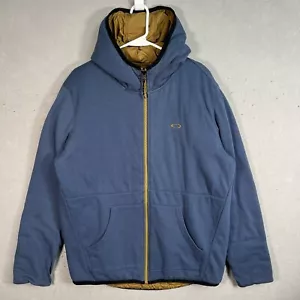 Vintage Y2k Oakley Reversible Puffer Jacket Zip Hoodie Full Zip Sweatshirt Blue - Picture 1 of 14