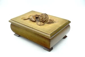 Vintage Reuge Wood Music Box The Emperor Waltz Carved Rose Made in Austria - Picture 1 of 10