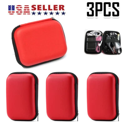 3x Red2.5"Disco Rígido USB Portátil Fones de Ouvido Bolsa de Armazenamento Bolsa de Energia com Fio de Dados - Imagem 1 de 4