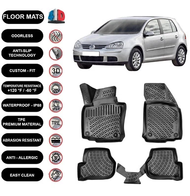 Alfombrillas forro para Volkswagen Golf 5 (2003-2008) impermeables moldeadas en 4D 4 un. Foto 1 de 4