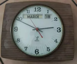 Ancienne magnifique Horloge pendule formica JAZ formica Vintage An 50 60 70 - Imagen 1 de 4